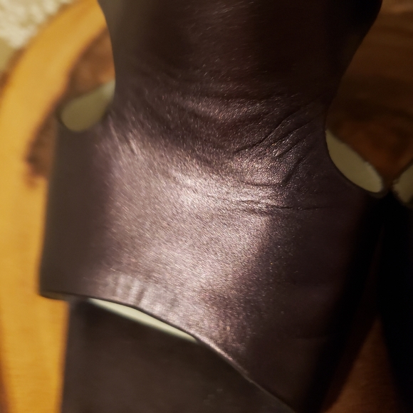 LEATHER CUTOUT WOOD BLOCK HEELS 10 - Picture 7 of 14